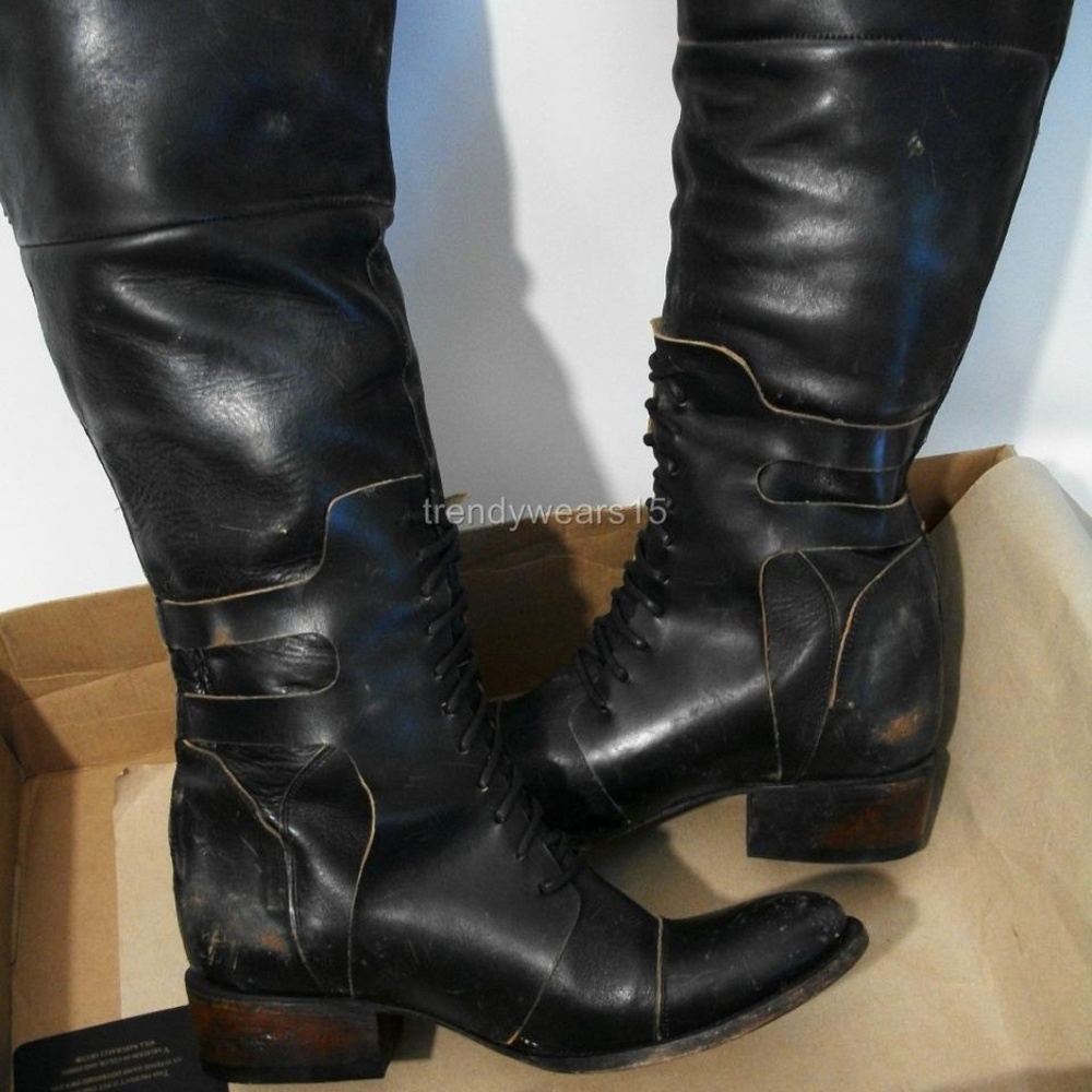 RARE! FREEBIRD BY STEVEN SADDLE BLACK RIDING BOOTS - Picture 4 of 7